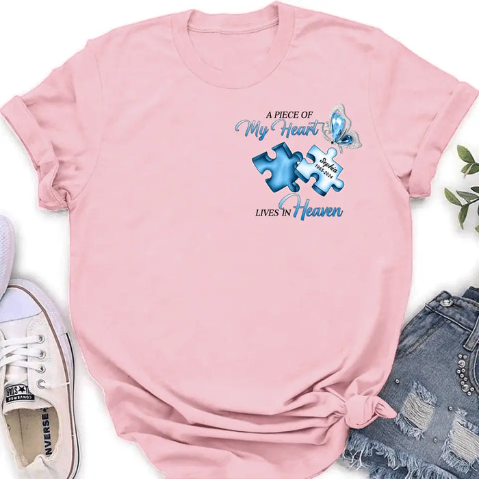 Personalized Ombre Memorial T-Shirt/Hoodie - Memorial Gift Idea - A Piece Of My Heart Lives In Heaven