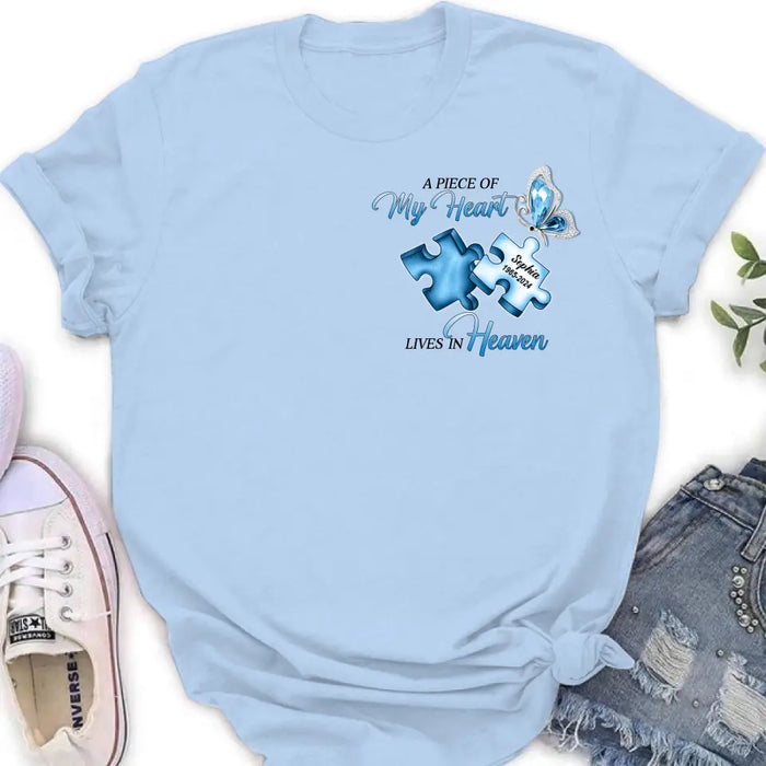 Personalized Ombre Memorial T-Shirt/Hoodie - Memorial Gift Idea - A Piece Of My Heart Lives In Heaven