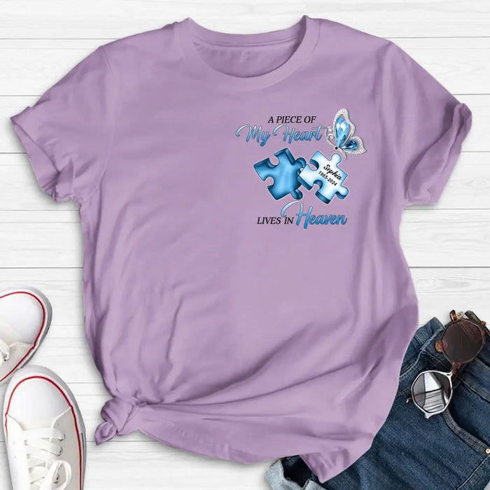 Personalized Ombre Memorial T-Shirt/Hoodie - Memorial Gift Idea - A Piece Of My Heart Lives In Heaven