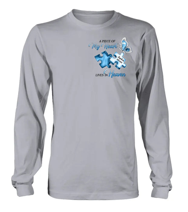 Personalized Ombre Memorial T-Shirt/Hoodie - Memorial Gift Idea - A Piece Of My Heart Lives In Heaven