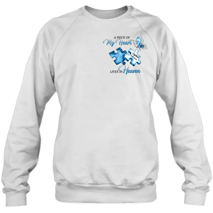 Personalized Ombre Memorial T-Shirt/Hoodie - Memorial Gift Idea - A Piece Of My Heart Lives In Heaven
