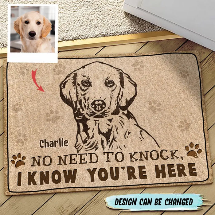 Personalized Welcome Doormat - Upload Pet's Photos - Gift Idea For Dog Lover - No Need To Knock I Know You're Here