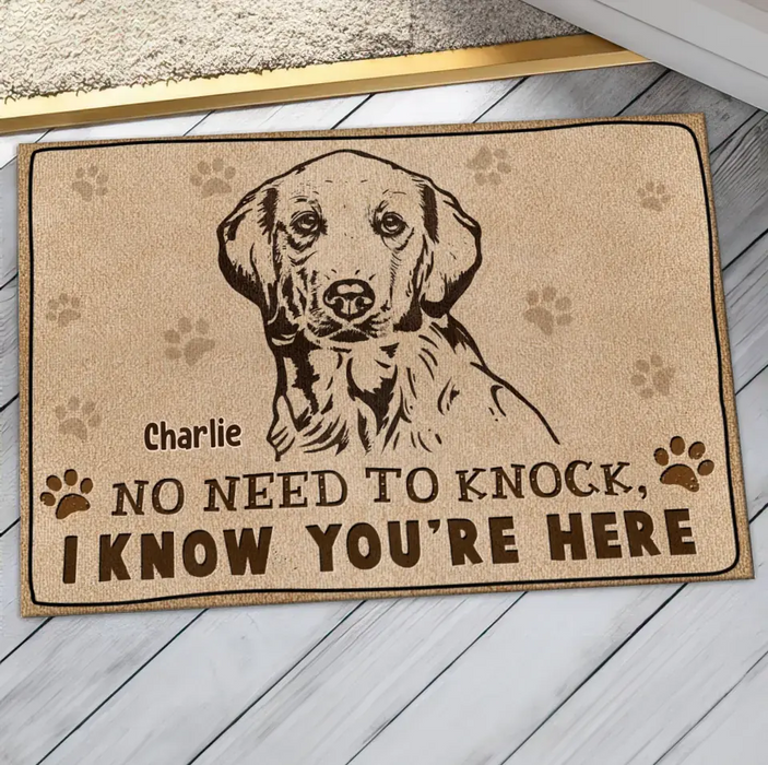 Personalized Welcome Doormat - Upload Pet's Photos - Gift Idea For Dog Lover - No Need To Knock I Know You're Here