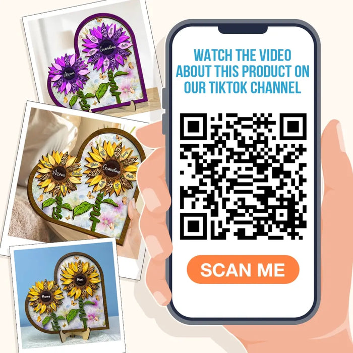 Personalized First Mom Now Grandma Sunflower 2 Layered Wooden Art - Up to 15 Kids And 15 Grandkids - Mother's Day Gift Idea For Grandma/Mom