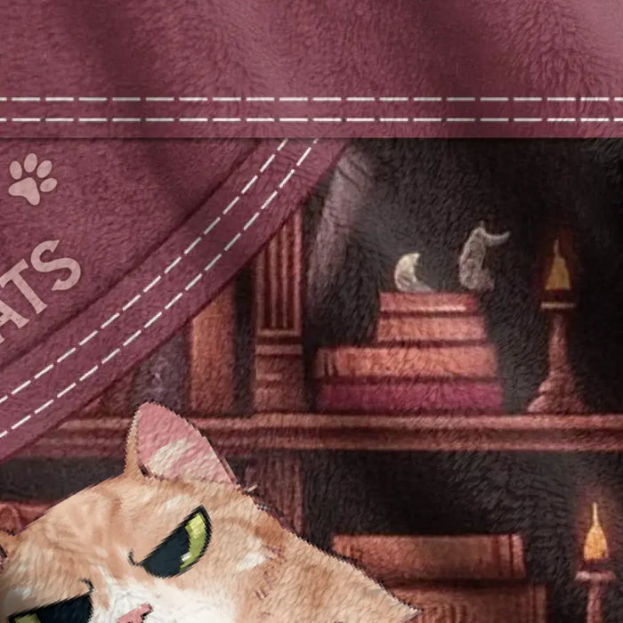 Personalized Books And Cats Quilt/Fleece Throw Blanket - Gift Idea For Book Lover - Just A Girl Who Loves Books And Cats