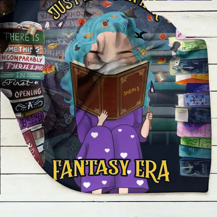 Personalized Reading Book Fleece Throw Blanket & Quilt - Gift Idea For Books Lover - Just A Girl In Her Fantasy Era