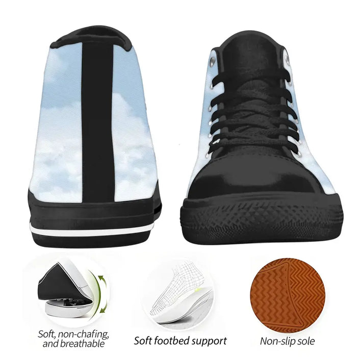 Personalized Memorial Pet High Top Canvas Shoes - Memorial Gift Idea For Dog/Cat/Rabbit Lover - You Left Paw Prints On My Heart