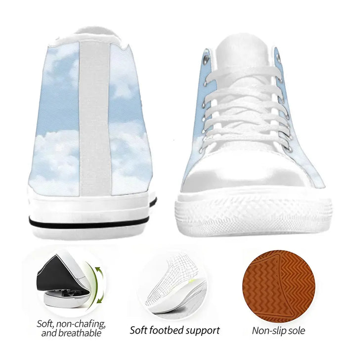 Personalized Memorial Pet High Top Canvas Shoes - Memorial Gift Idea For Dog/Cat/Rabbit Lover - You Left Paw Prints On My Heart