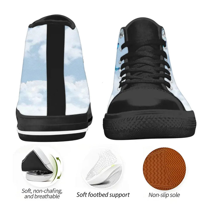 Personalized Memorial Pet High Top Canvas Shoes - Memorial Gift Idea For Dog/Cat/Rabbit Lover - You Left Paw Prints On My Heart