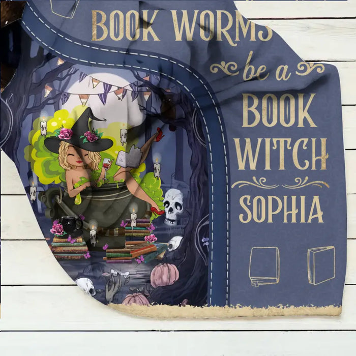 Personalized Book Witch Quilt/Fleece Throw Blanket - Gift Idea For Books Lover - In A World Of Book Worms Be A Book Witch