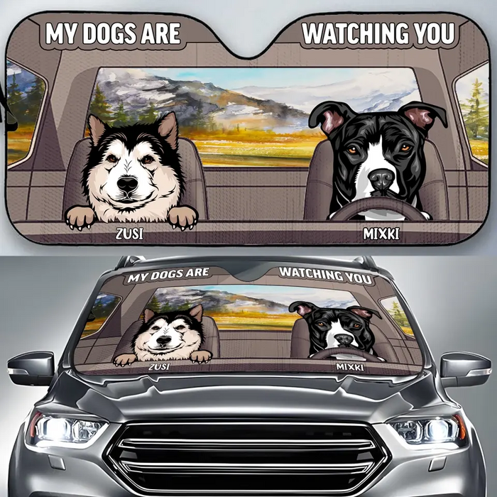 Personalized Dog Car Sunshade - Up to 4 Dogs - Gift Idea For Dog Lover - Life Is Better With Dogs