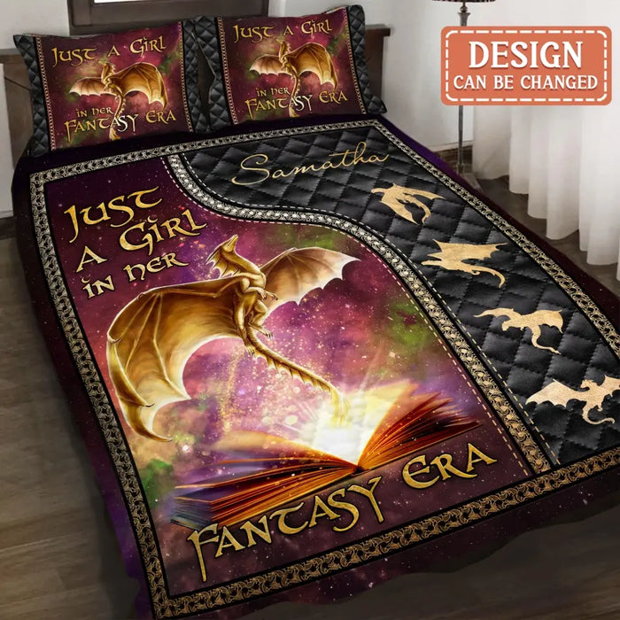 Personalized Fantasy Book Reading Quilt Bed Sets - Gift Idea For Books Lover - Just A Girl In Her Fantasy Era