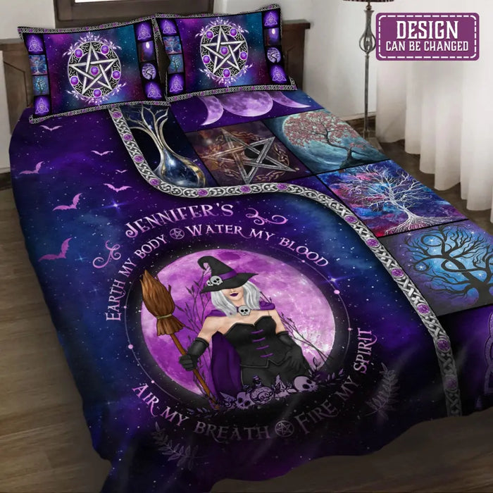 Personalized Magic Witch Purple Velvet Quilt Bed Sets - Gift Idea For Witch Lovers - The Soul Of A Witch The Fire Of A Lioness The Heart Of A Hippie The Mouth Of A Sailor