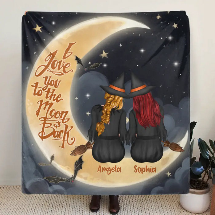 Personalized Witches Quilt/Fleece Throw Blanket - Gift Idea For Friend - Memorial Gift - I Love You To The Moon & Back
