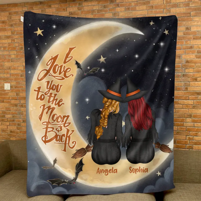 Personalized Witches Quilt/Fleece Throw Blanket - Gift Idea For Friend - Memorial Gift - I Love You To The Moon & Back