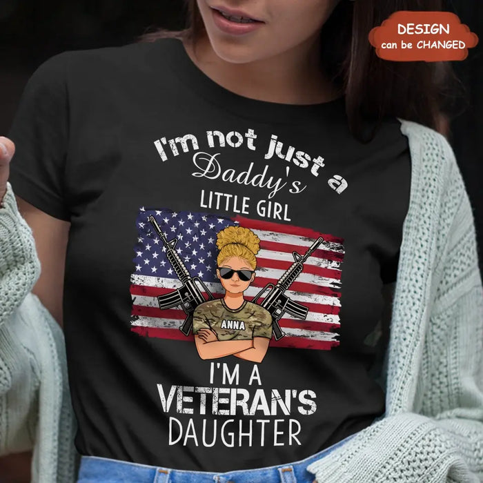 Personalized Veteran's Daughter T-Shirt/Long Sleeve/Sweatshirt/Hoodie - Gift Idea For Veteran/Daughter - I'm Not Just A Daddy's Little Girl I'm A Veteran's Daughter