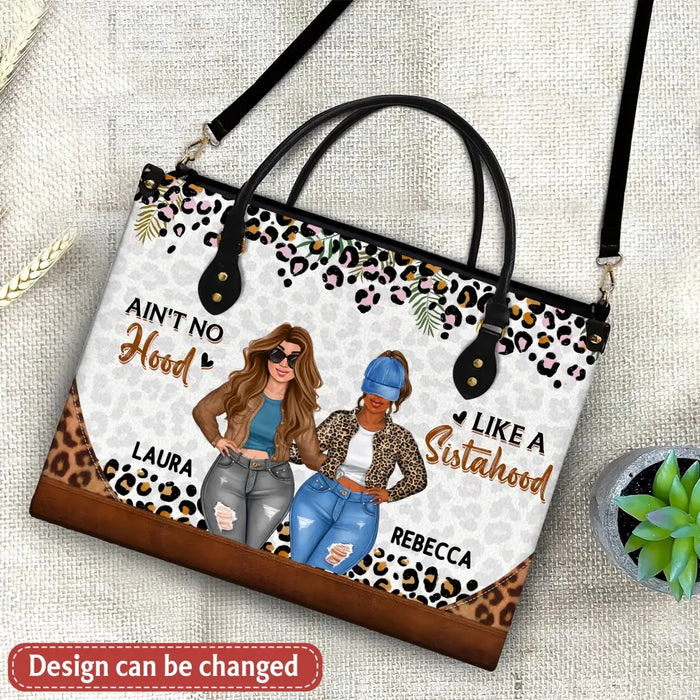 Personalized Friend PU Leather Handbag With Long Straps - Gift Idea For Bestie/Friend - Ain't No Hood Like a Sistahood