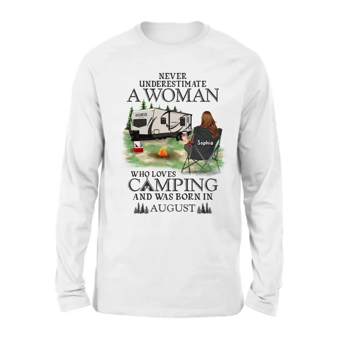 Personalized Camping Shirt/Hoodie - Gift Idea For Camping Lover - Never Underestimate A Woman Who Loves Camping And Was Born In August