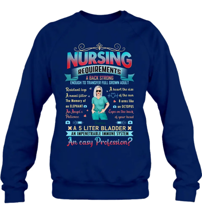 Personalized Nurse T-shirt/Long Sleeve/Sweatshirt/Hoodie - Nurse/Birthday Gift Idea - Nursing Requirements