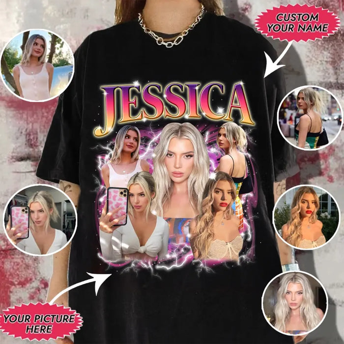 Personalized Man and Women Photo Vintage T-shirt - Upload Photos - Gift Idea To Girl Friend/Boy Friend