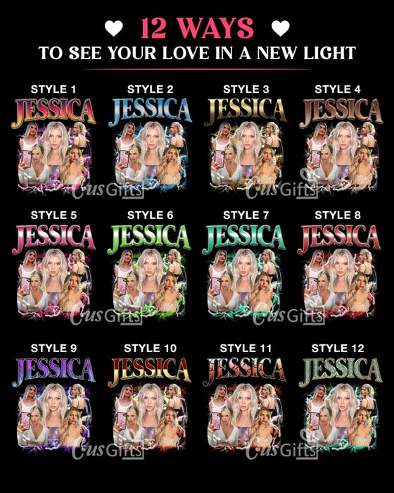 Personalized Man and Women Photo Vintage T-shirt - Upload Photos - Gift Idea To Girl Friend/Boy Friend