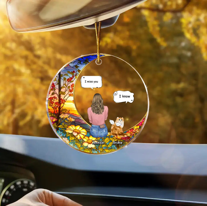 Personalized Memorial Pet Suncatcher Car Acrylic Ornament - Memorial Gift Idea For Dog/Cat/Rabbit Owners - I Miss You