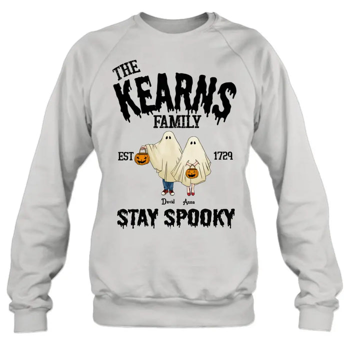Personalized Spooky Family T-shirt/Long Sleeve/Sweatshirt/Hoodie - Gift Idea For Family/Halloween - Parents/Couple With Up to 3 Kids And 3 Dogs/Cats