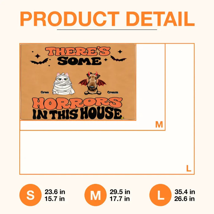 Personalized Halloween Pets Doormat - Gift Idea For Family/Pet Lover - Up to 7 Dogs/Cats - There's Some Horrors In This House