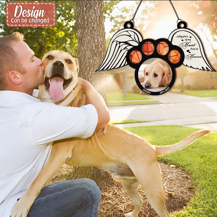 Personalized Dog Paw Hanging Suncatcher Ornament - Memorial Gift Idea For Dog Lover - The Moment Your Heart Stopped Mine Changed Forever