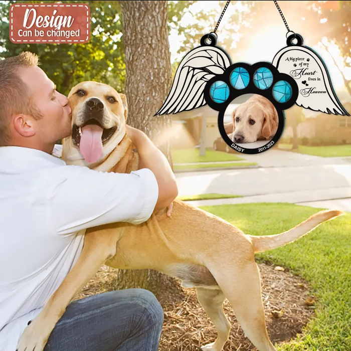 Personalized Dog Paw Hanging Suncatcher Ornament - Memorial Gift Idea For Dog Lover - The Moment Your Heart Stopped Mine Changed Forever