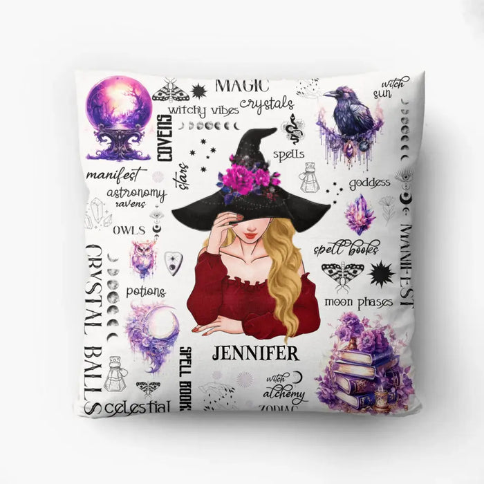 Personalized Witch Pillow Cover - Gift Idea For Halloween/Witch - Crystal Balls
