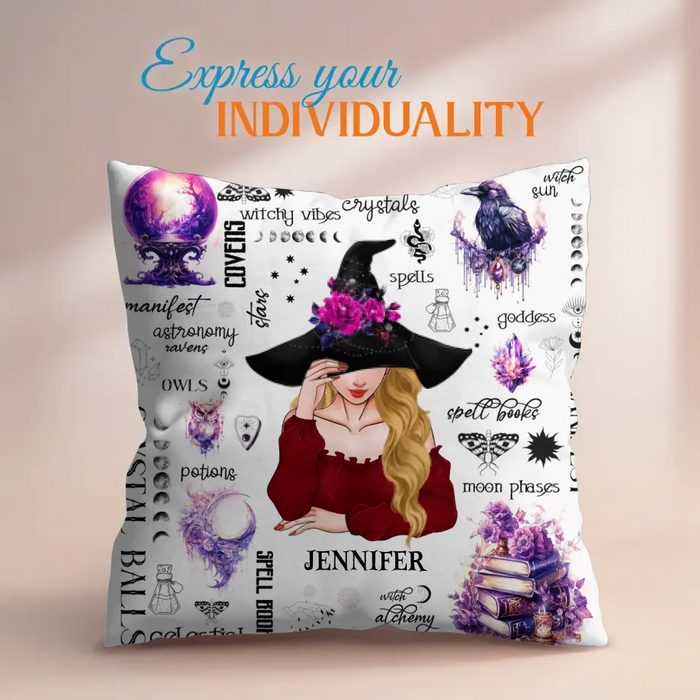 Personalized Witch Pillow Cover - Gift Idea For Halloween/Witch - Crystal Balls