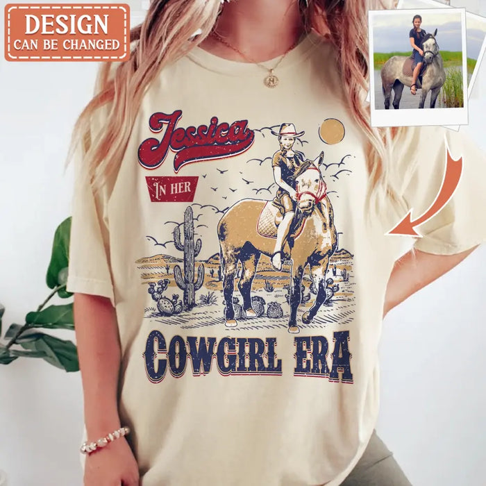Personalized Cowgirl In Her Era T-shirt - Upload Photo - Gift Idea To Girl Friend/Cowgirl