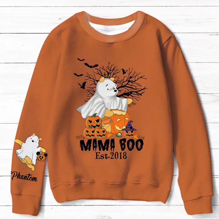 Personalized Grandma/Mom AOP Sweater - Up to 8 Kids - Halloween Gift Idea For Grandma/Mother - Mama Boo
