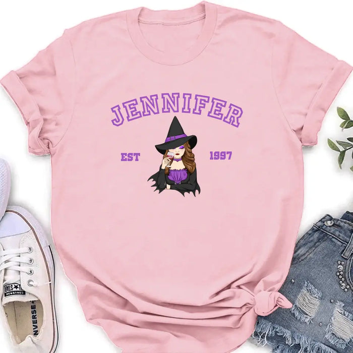 Personalized Witch T-shirt/Long Sleeve/Sweatshirt/Hoodie - Custom Name - Halloween Gift Idea For Witch/Bestie