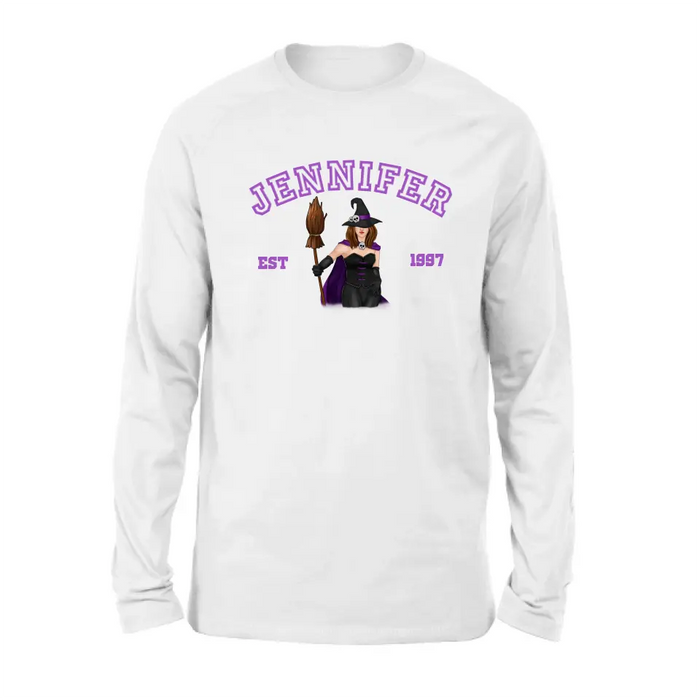 Personalized Witch T-shirt/Long Sleeve/Sweatshirt/Hoodie - Halloween Gift Idea For Witch/Bestie - Custom Name