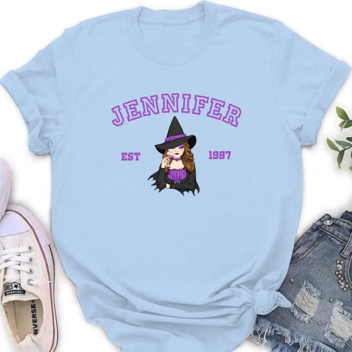Personalized Witch T-shirt/Long Sleeve/Sweatshirt/Hoodie - Custom Name - Halloween Gift Idea For Witch/Bestie