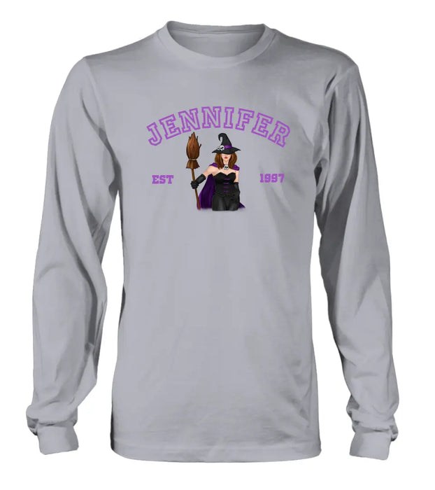 Personalized Witch T-shirt/Long Sleeve/Sweatshirt/Hoodie - Halloween Gift Idea For Witch/Bestie - Custom Name