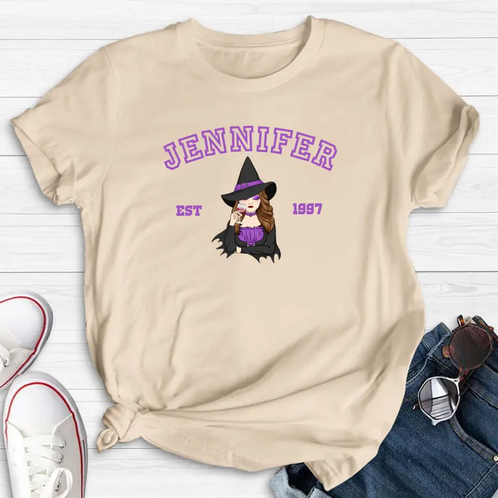 Personalized Witch T-shirt/Long Sleeve/Sweatshirt/Hoodie - Custom Name - Halloween Gift Idea For Witch/Bestie