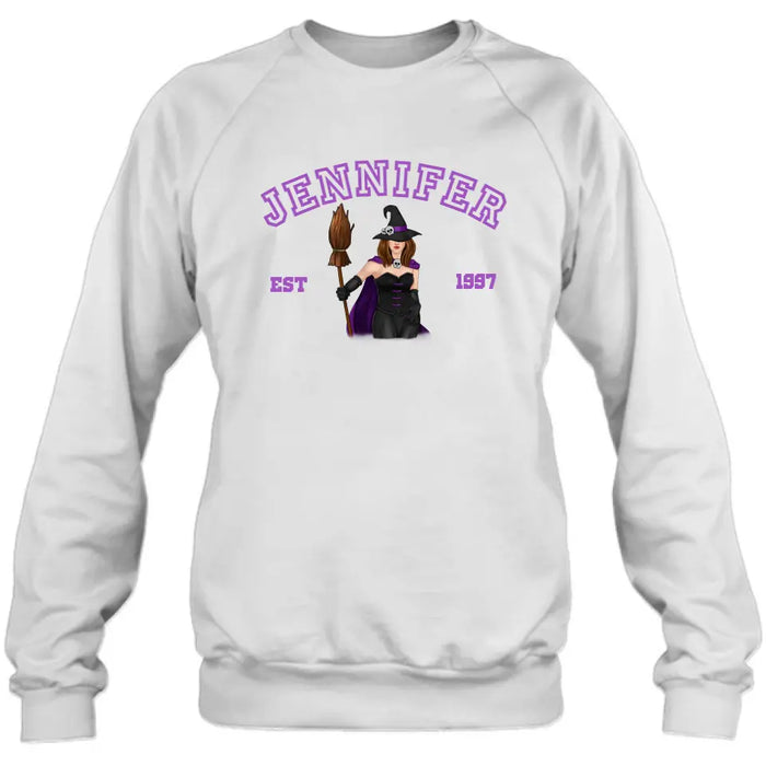 Personalized Witch T-shirt/Long Sleeve/Sweatshirt/Hoodie - Halloween Gift Idea For Witch/Bestie - Custom Name