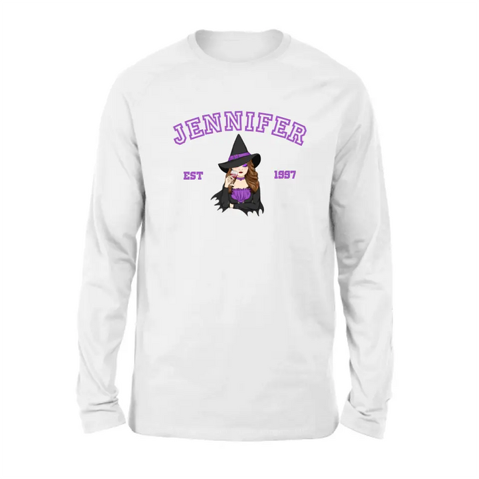 Personalized Witch T-shirt/Long Sleeve/Sweatshirt/Hoodie - Custom Name - Halloween Gift Idea For Witch/Bestie