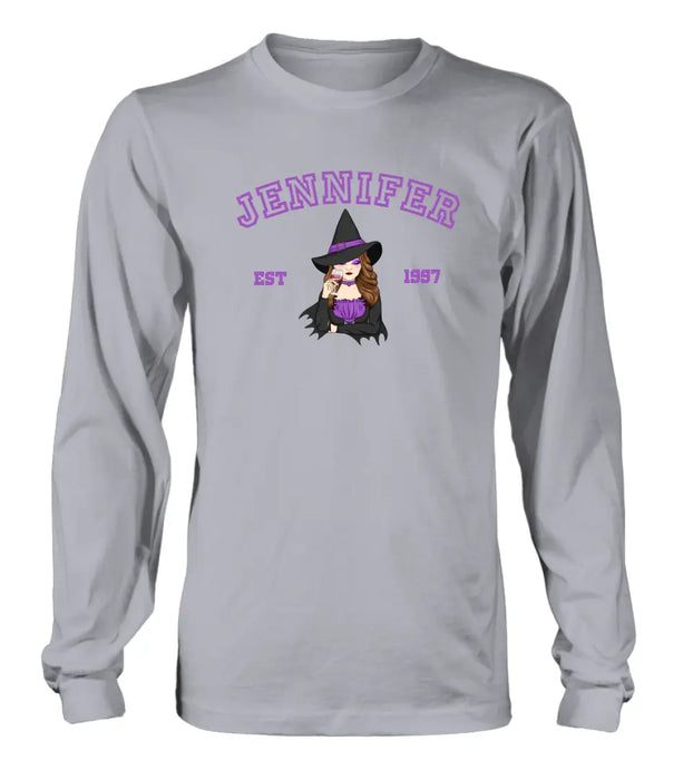 Personalized Witch T-shirt/Long Sleeve/Sweatshirt/Hoodie - Custom Name - Halloween Gift Idea For Witch/Bestie