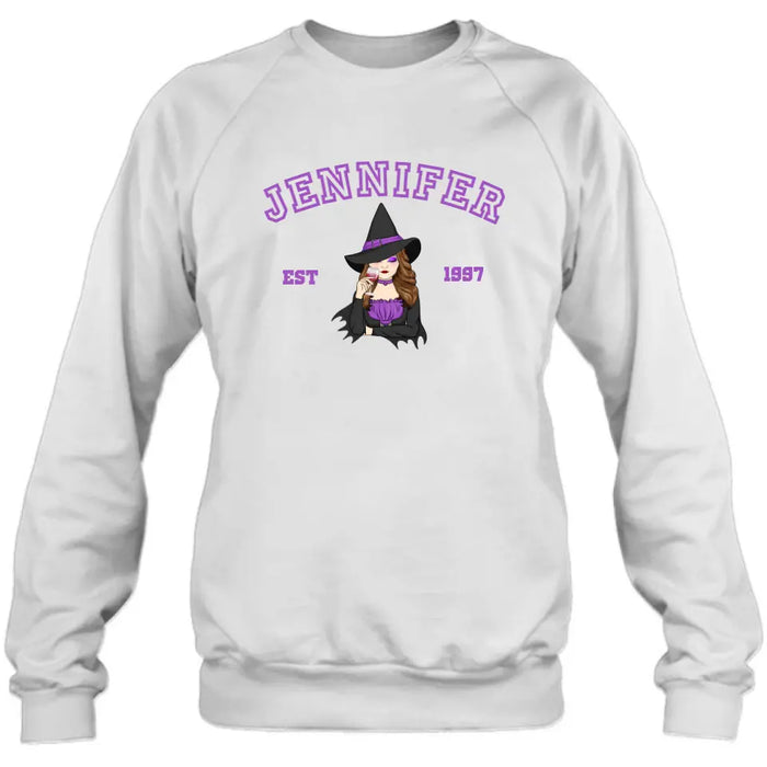 Personalized Witch T-shirt/Long Sleeve/Sweatshirt/Hoodie - Custom Name - Halloween Gift Idea For Witch/Bestie