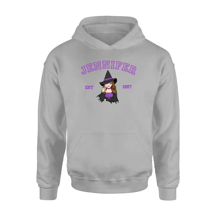 Personalized Witch T-shirt/Long Sleeve/Sweatshirt/Hoodie - Custom Name - Halloween Gift Idea For Witch/Bestie
