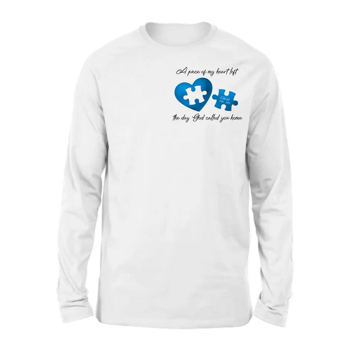 Personalized Memorial Shirt/Hoodie - Memorial Gift Idea for Mother's Day/Father's Day - A Piece Of My Heart Left The Day God Called You Home