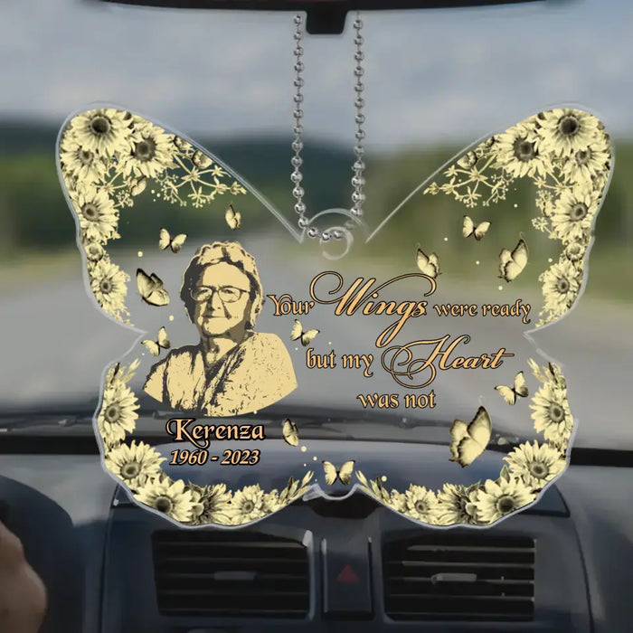 Personalized Memorial Acrylic Ornament - Upload Photo - Memorial Gift Idea For Christmas - Your Wings Were Ready But My Heart Was Not