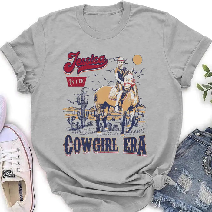 Personalized Cowgirl In Her Era T-shirt - Upload Photo - Gift Idea To Girl Friend/Cowgirl