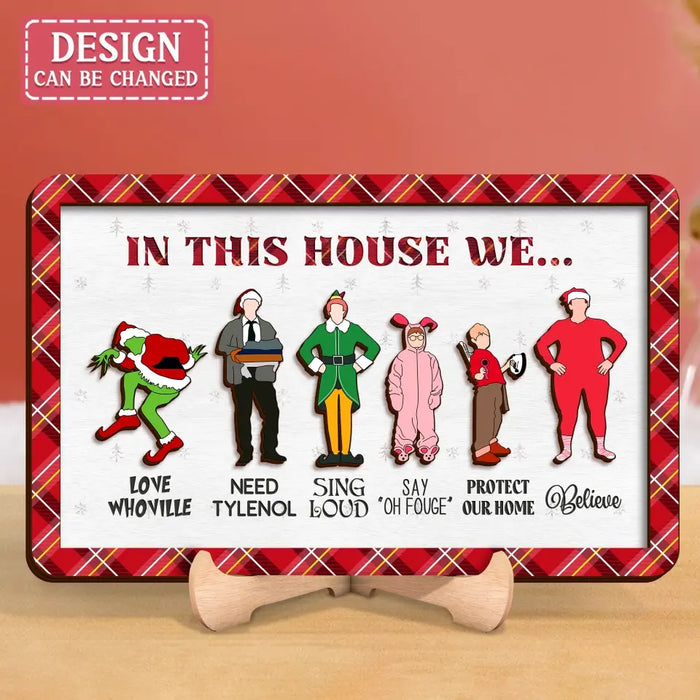 Personalized In This House 2 Layered Wooden Art - Up to 6 People - Christmas Gift Idea For Friends/Family/Siblings