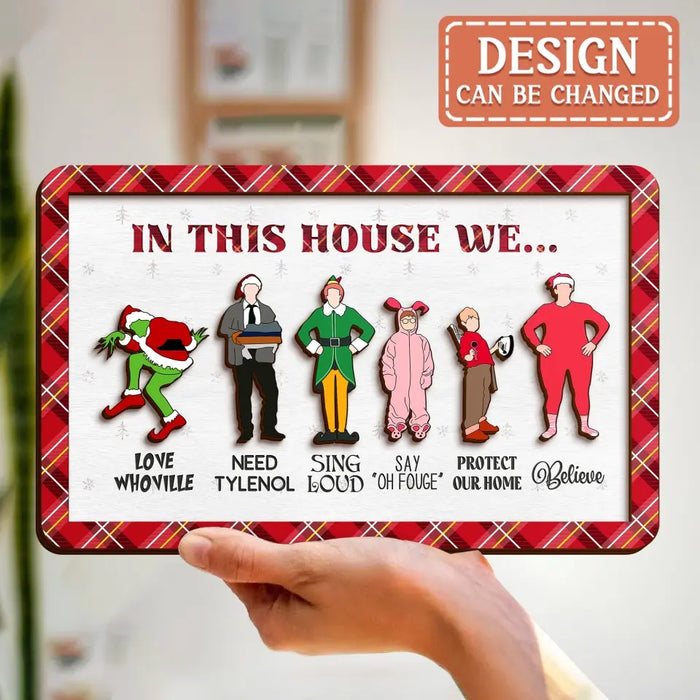 Personalized In This House 2 Layered Wooden Art - Up to 6 People - Christmas Gift Idea For Friends/Family/Siblings