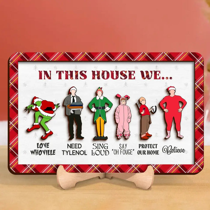 Personalized In This House 2 Layered Wooden Art - Up to 6 People - Christmas Gift Idea For Friends/Family/Siblings